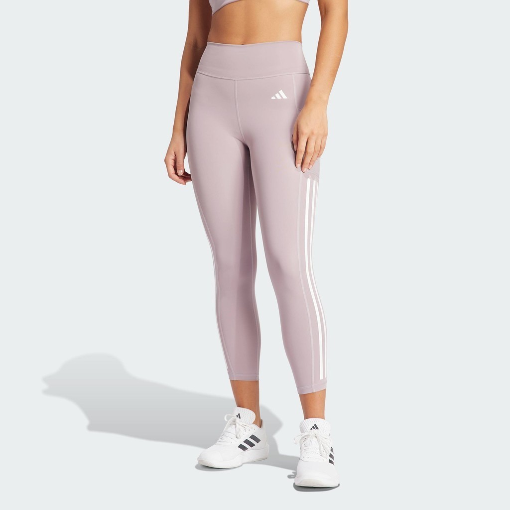 adidas เทรนนิง กางเกงรัดรูปขายาว Optime 3-Stripes ผู้หญิง สีม่วง IT9129