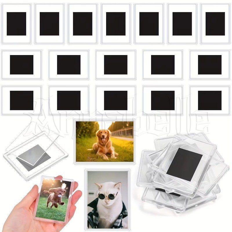 5ชิ้นกรอบรูปแม่เหล็กติดตู้เย็น-ผู้ถือภาพ ทําเอง -อะคริลิโปร่งใสตู้เย็นแม่เหล็ก-ภาพจัด-แม่เหล็กตู้เย็นภาพสติ๊กเกอร์-ภาพมินิกรอบรูป