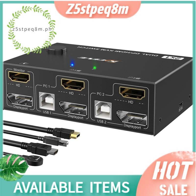 Kceve Switch ABS DP Dual Monitor KVM DisplayPort HDMI-Compatible Controller Splitter