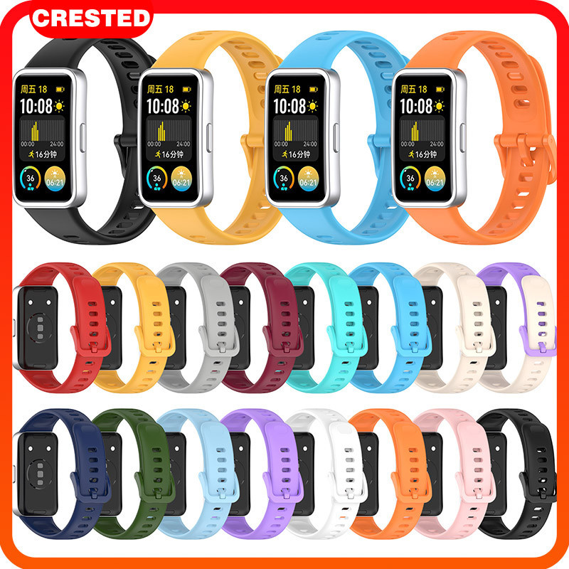 สายซิลิโคน for Smartwatch Huawei Band 10 9 8 NFC ระบายอากาศยางนุ่มปรับได้เปลี่ยนสร้อยข้อมือกีฬาเข็มขัดสายรัดข้อมือ