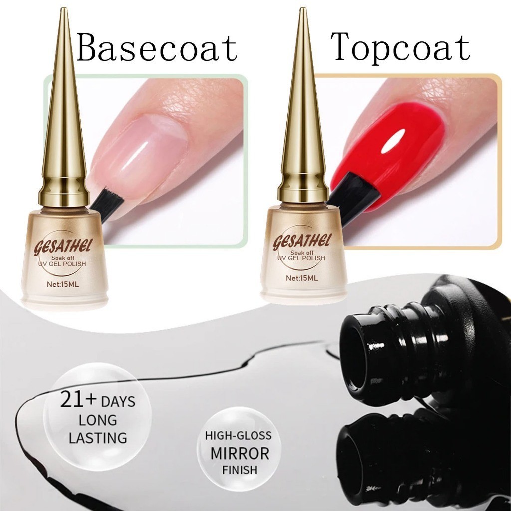 GESATHEL ชุดเคลือบสีเจล ทาเล็บ/top ทาเล็บ UV LED ทาเล็บเจล สีทาเล็บเจล สีเจล ยาทาเล็บเจล15ML ปริมาณ