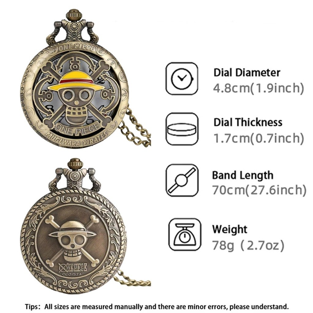 สร้อยคอนาฬิกาพ็อกเก็ต ลายลูฟี่ one piece สไตล์วินเทจ กะโหลกโจรสลัด ของเล่นของขวญ
