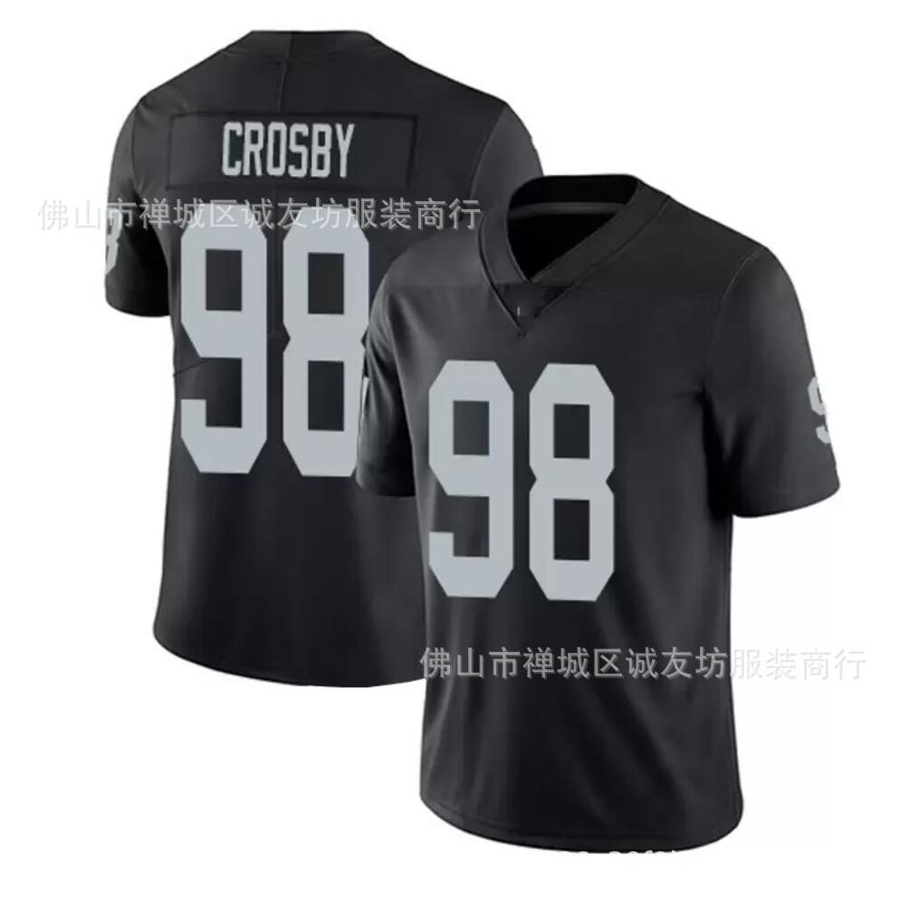 จัดส่งในวันเดียวกัน NFL Rugby Jersey Raiders 98 Black Raiders Maxx Crosby Jersey
