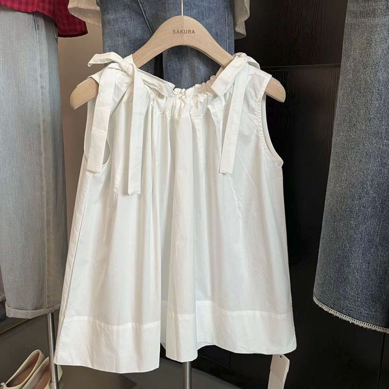 ส่งไวจากไทย⭐Summer⭐S-2XLเกาหลีรอบคอลูกไม้แขนกุดหลวมบางเสื้อสีทึบสุภาพสตรีซูเปอร์แข็งแรงยืดหยุ่นเร็วแห้งเสื้อกั๊ก