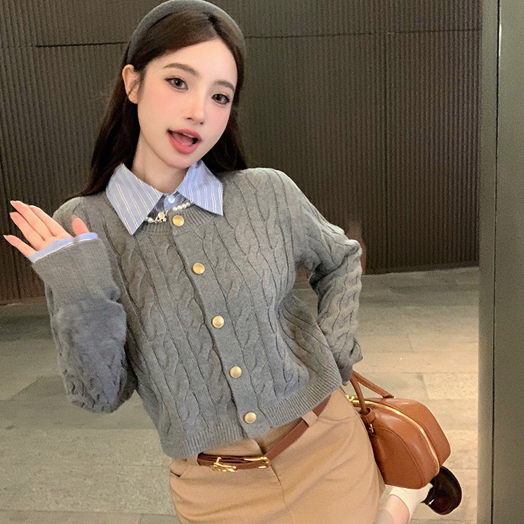 Laterme สไตล์แขนยาว คาร์ดิแกนสั้นสำหรับผู้หญิง (เพียงเสื้อกันหนาว) - รูปที่ 7