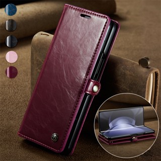 เคสโทรศัพท์มือถือหนัง PU ฝาพับแม่เหล็ก พร้อมช่องใส่บัตร สําหรับ Samsung Z Fold3 Fold4 Fold5 W22 W23 5G