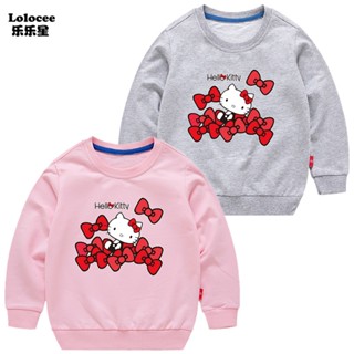 เสื้อกันหนาว แขนยาว พิมพ์ลายการ์ตูน Hello Kitty Cat น่ารัก สําหรับเด็กผู้หญิง