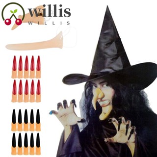 Willis ฮาโลวีน อุปกรณ์ตลกน่ากลัวนิ้วปลอมชุดเด็กยางแม่มดเล็บฮาโลวีน Prop ของเล่น