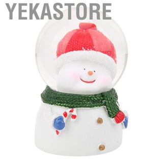 Yekastore Christmas Crystal Ball Cute Snowman  Luminous For Gift Desktop Ornament Home Decorations