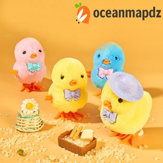 Oceanmapdz ตุ๊กตาไก่ ลานไขลาน ของเล่นผูกโบว์ หมวก ของเล่นไก่ไขลาน ของเล่นไก่เดิน คลาสสิก ของเล่นเด็ก