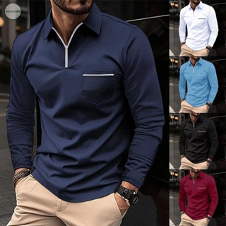 GORGEOUS~T Shirt Lapel Shirt Long Sleeve Male Men None Pocket Polyester Pullover