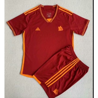 2324 Roma ชุดเสื้อยืดคอกลม และกางเกงขาสั้น คุณภาพสูง สําหรับเด็ก เล่นกีฬา ฟุตบอล กลางแจ้ง