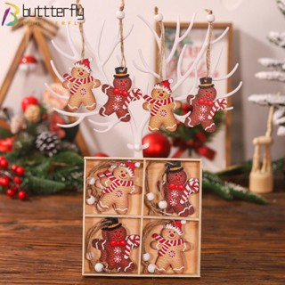 Buttterfly จี้ไม้ รูปขนมปังขิงน่ารัก สําหรับแขวนตกแต่งต้นคริสต์มาส