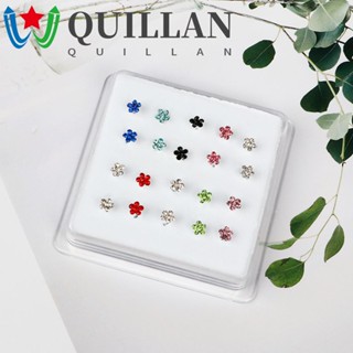 Quillan จิวจมูก กระดุม สวยงาม พลอยเทียม เครื่องประดับ สเตนเลส ดอกไม้ อัญมณี