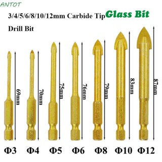 Antot ดอกสว่านเจาะกระจก เหล็กคาร์บอน ทรงสามเหลี่ยม 3 4 5 6 8 10 12 มม. สีทอง 45 # สําหรับกระเบื้อง หินอ่อน กระจก