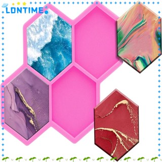 Lontime แม่พิมพ์ซิลิโคน 4 ช่อง สีชมพู แวววาว ขนาดเล็ก 6 ด้าน 5.1*4.4 ซม. สําหรับทํางานหัตถกรรม