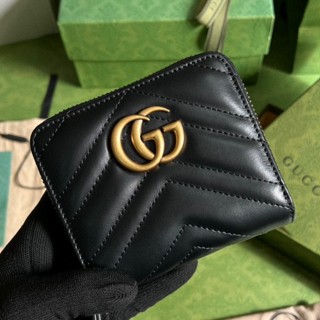 พรี ราคา2800 Gucci GG Marmont 474813 หนังแท้ กระเป๋าสตางค์ 11.5*10*2.5cm