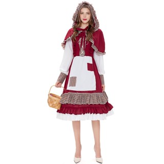 [0709]SZMRP- S-XL Drama Performance Little Red Riding Hood Cos Fairy Tale Stage Costume Fancy dress  masquerade Halloween  Costumes  Drama  Stage play Costume   DUE6