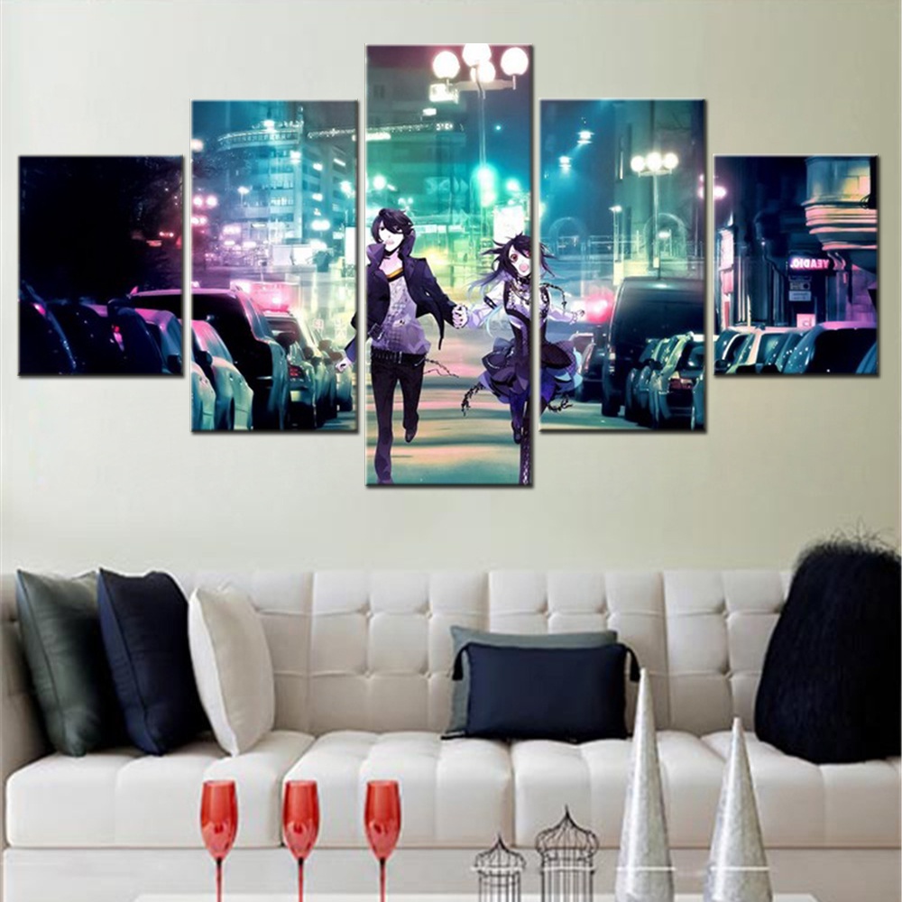 5 ชิ้นผ้าใบ Wall Arts โปสเตอร์ภาพวาดภาพเคลื่อนไหวเด็ก Who Chase Lost Voices Makoto Shinkai ตกแต่งบ้า