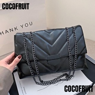 Cocofruit กระเป๋าสะพายไหล่ สะพายข้าง หนัง PU แต่งสายโซ่ สไตล์เรียบง่าย