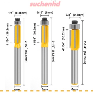 Suchenhd ดอกเราเตอร์ ก้าน 6 มม. 6.35 มม. ใบมีด 3 ใบ ทนทาน พร้อมตลับลูกปืน คาร์ไบด์ สําหรับงานไม้