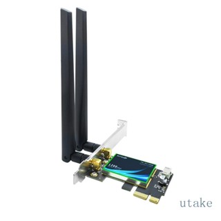 Utakee อะแดปเตอร์การ์ด WiFi 1200Mbps PCIe 1200Mbps บลูทูธ เข้ากันได้กับ 4 0 802 11ac 2 4G 5GHz Dual-Band สําหรับคอมพิวเตอร์ตั้งโต๊ะ