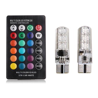 Lt หลอดไฟ 6SMD RGB LED T10 5050 หลากสี 2 สี สําหรับยานยนต์