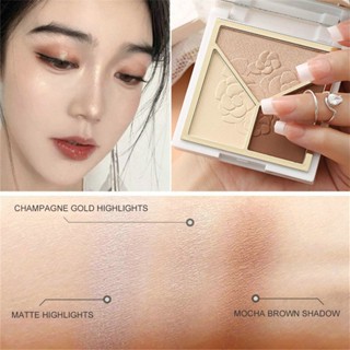 Lamera Tricolor HighGloss Repairable Plate Glitter Face Brightening Matte Nose Shadow Dualuse Blush ThreeinOne face Contour Shadow 1 ชิ้น 3 ใน 1 พาเลทแต่งหน้า puueqg