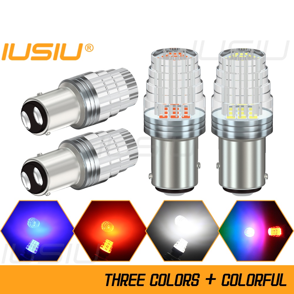 Iusiu 2PCS Flash ไฟเบรคที ่ มีสีสัน 1157 LED F1 รถรถจักรยานยนต ์ Strobe ไฟท ้ าย P21 5W BAY15D 9SMD 