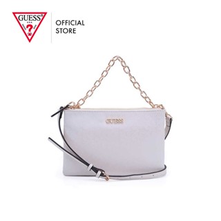 GUESS กระเป๋าสะพายผู้หญิง รุ่น FG862314 ELLISON DOUBLE ZIP CROSSBODY สีเบจ