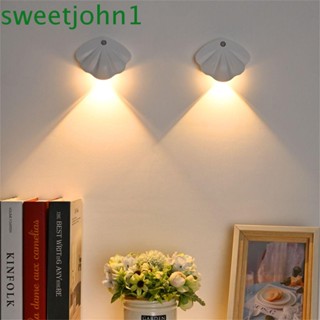 Sweetjohn โคมไฟติดผนังอัจฉริยะ LED แบบแม่เหล็กดูด ชาร์จไฟได้ สามสี