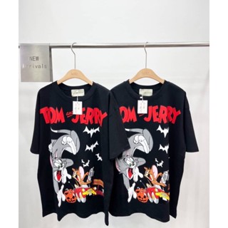 เสื้อยืดแขนสั้นคอกลมเสื้อยืดcma ทอมเจอรี่ ฮาโลวีนCotton 100%  [S-5XL]