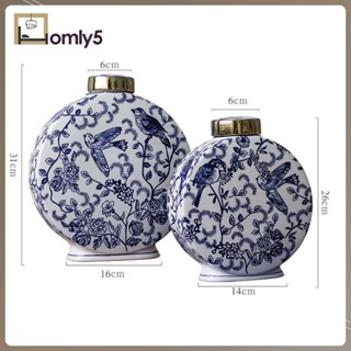 [Homyl5] แจกันกระเบื้องเซรามิก สไตล์จีน สีฟ้า และสีขาว สําหรับบ้าน