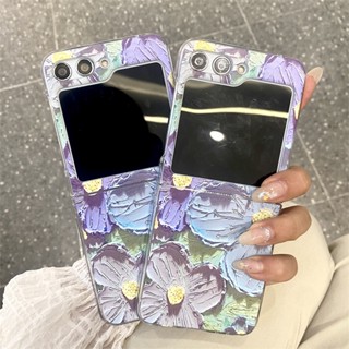 เคสโทรศัพท์มือถือ PC แข็ง กันกระแทก ลายดอกไม้ สไตล์เกาหลี สําหรับ Samsung galaxy z Flip 5 galaxy z flip4 flip3 flip2 flip1