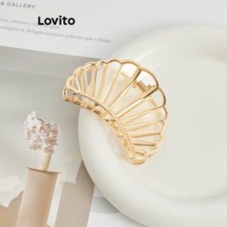 Lovito กิ๊บติดผม แบบเรียบ หรูหรา สําหรับผู้หญิง L63AD132 (สีทอง)