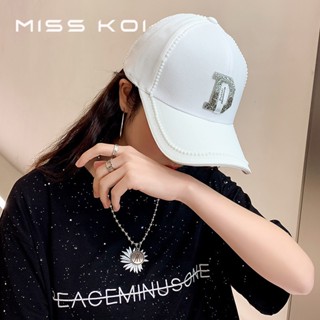 Misskoi [พร้อมส่ง] หมวกเบสบอล แฮนด์เมด ประดับเพชร พลอยเทียม สไตล์เกาหลี แฟชั่นฤดูร้อน สําหรับผู้หญิง