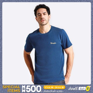 WRANGLER เสื้อยืดแขนสั้นผู้ชาย คอลเลคชั่น Original Wrangler รุ่น WR F123MTSSN03 สีน้ำเงิน