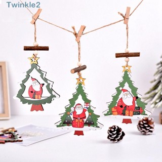 Twinkle จี้ไม้ รูปซานตาคลอส แฮนด์เมด สําหรับแขวนตกแต่งประตู เทศกาลคริสต์มาส DIY