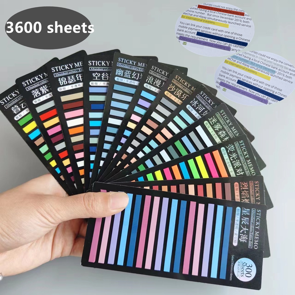 กระดาษโน้ตมีกาว แบบใส สีรุ้ง ขนาดเล็ก 300 แผ่น