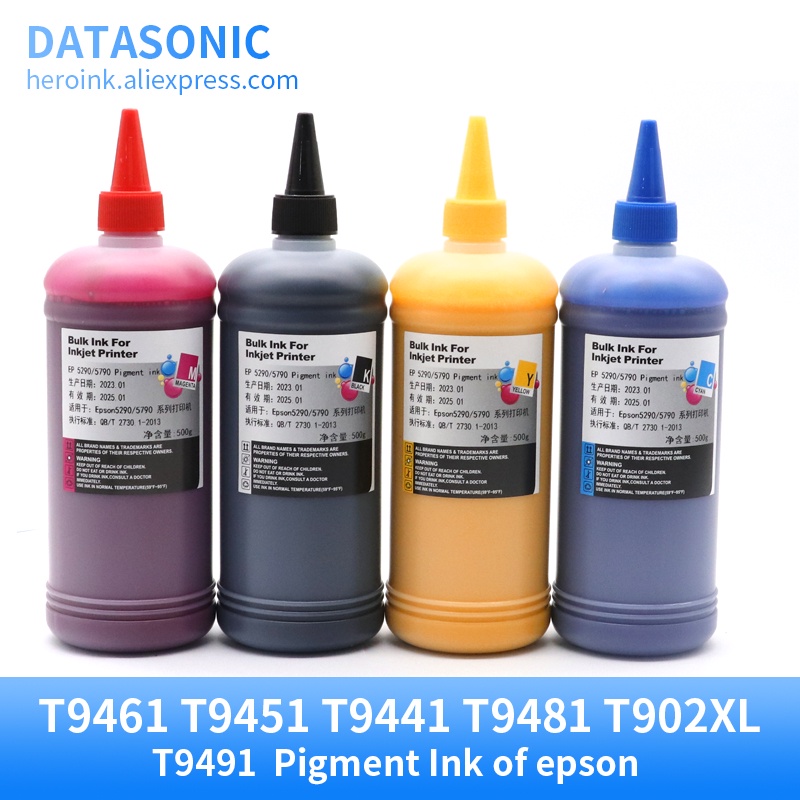 NEW 500ML T9461 T9451 T9441 Pigment Ink For EPSON WorkForce Pro WF C5790 C5710 C5290 C5210 Printer T