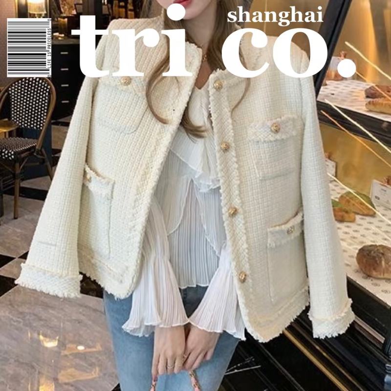 French style coat women fragrant short white coat autumn and winter loose old-money temperament high