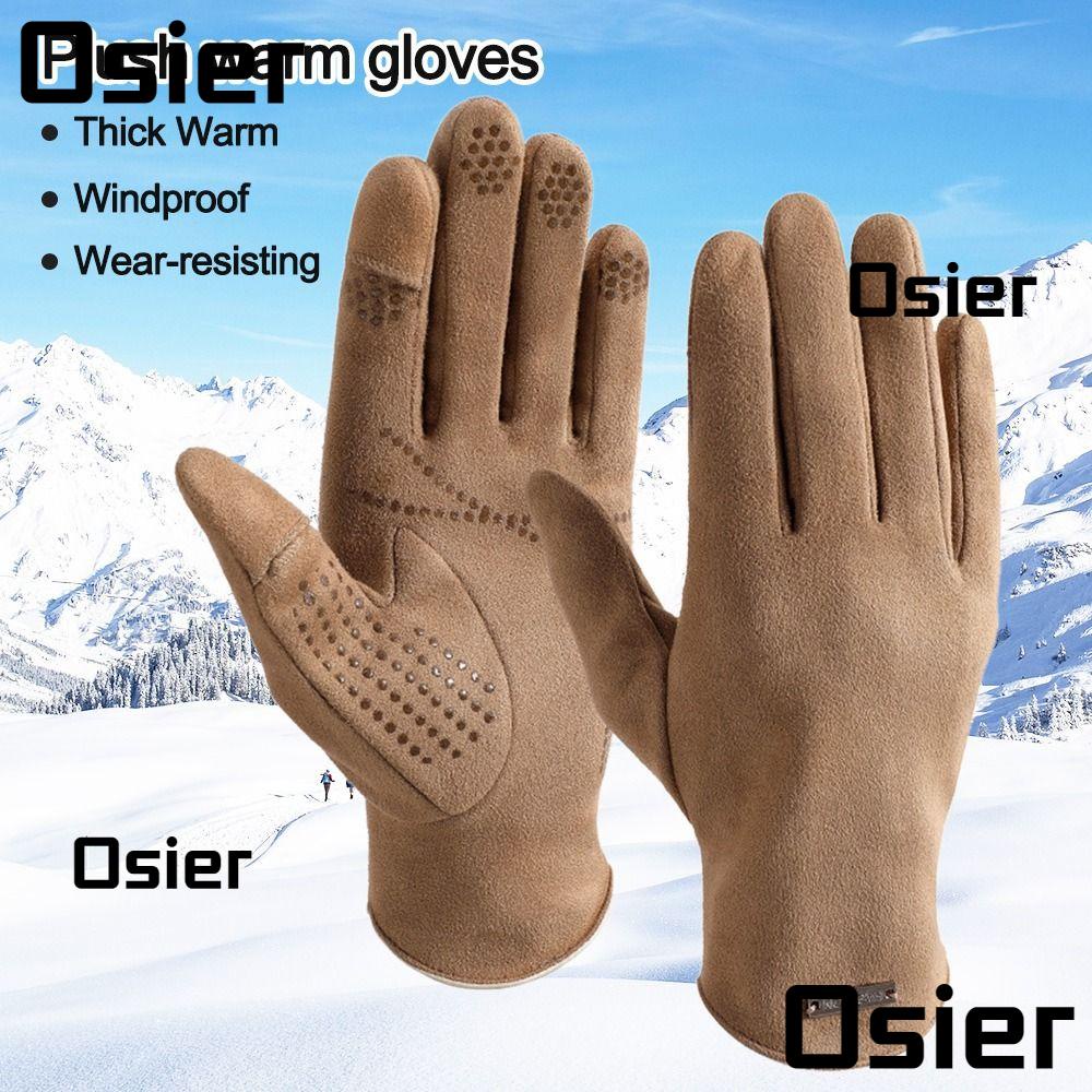 Osier1 ถุงมือฤดูหนาว กันลื่น กันน้ํา บุหนังนิ่ม หน้าจอสัมผัส ถุงมืออุ่น