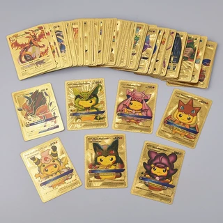 55ชิ้น การ์ดโปเกม่อน Pokemon Cards สีทอง สีเงิน สีดํา โปเกม่อน รุ่นภาษาอังกฤษ การ์ดฝึกเล่นปิกาจู