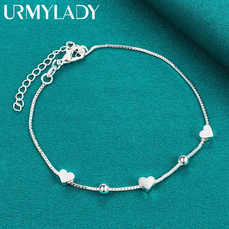 Urmylady สร้อยข้อมือเงินแท้ 925 จี้รูปหัวใจ เครื่องประดับแฟชั่น สําหรับผู้หญิง งานแต่งงาน งานหมั้น ปาร์ตี้