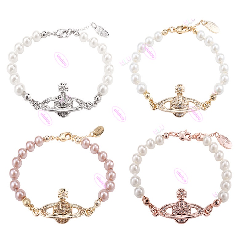 Nanaspace-westwood ใหม่ สร้อยข้อมือ ประดับมุก พลอยเทียม สไตล์พังก์ เรียบง่าย