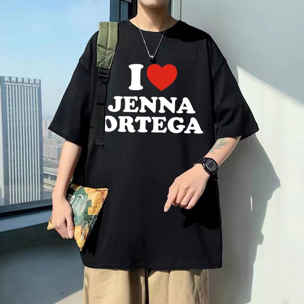 I Love Jenna Ortega T เสื้อยืดทรงหลวมบุรุษ