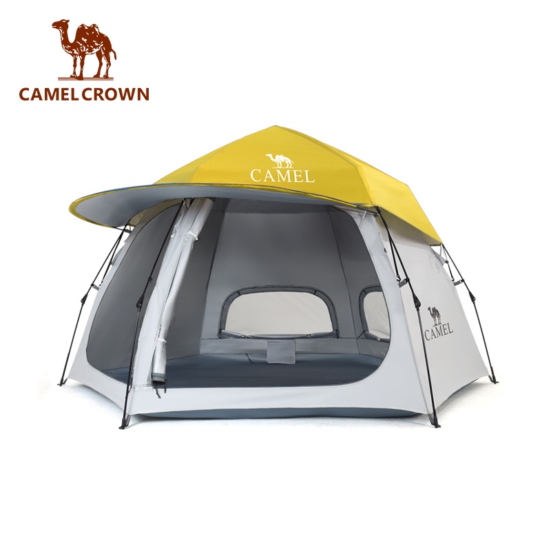 Camel CROWN เต็นท์ตั้งแคมป์กลางแจ้ง ทรงหมวก กันน้ํา แบบพกพา หนา พร้อมกันฝน และกันแดด เต็นท์พับอัตโนมัติเต็มรูปแบบ ไม่ต้องตั้งค่า