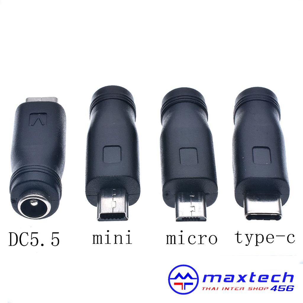 แจ็คแปลง DC 5.5*2.1mm เป็น Type-C  Mini USB Micro USB 3 ประเภท DC Power Connector Adapter
