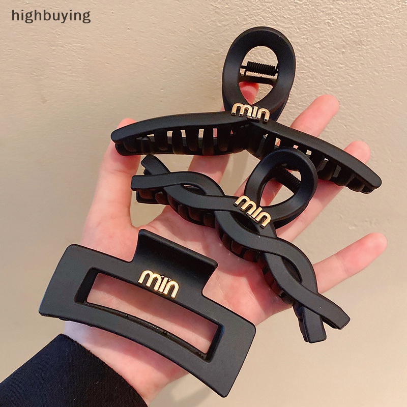 [highbuying] ใหม่ กิ๊บติดผม อะคริลิค ทรงเรขาคณิต กันลื่น ขนาดใหญ่ สีดํา เครื่องประดับ สําหรับผู้หญิง พร้อมส่ง