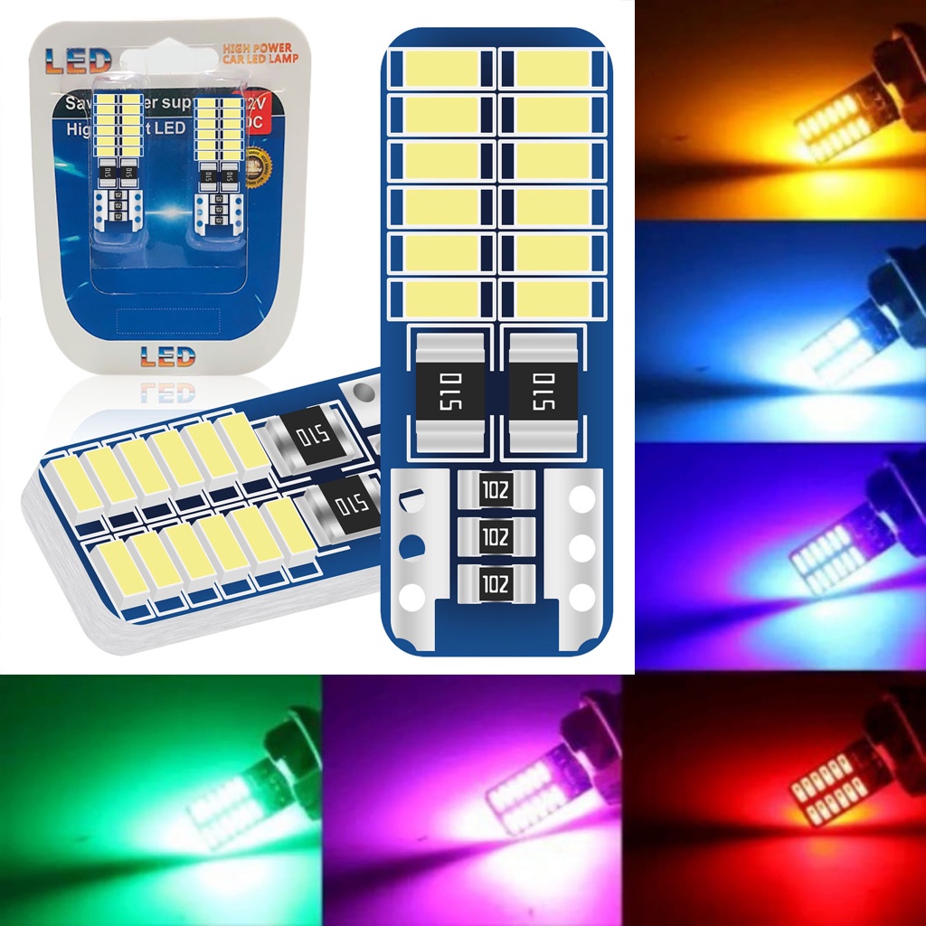 หลอดไฟเลี้ยว LED T10 24 จุด W5W 4014 SMD Senja Senja Plate W5W 24 Bright Eyes สําหรับรถจักรยานยนต์ รถยนต์